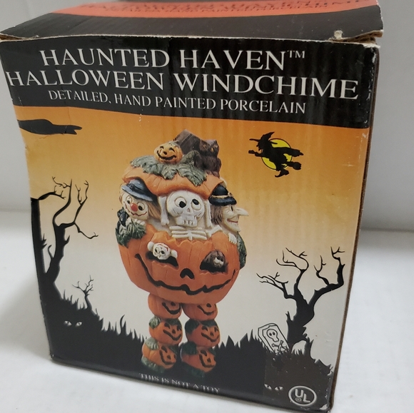 HAUNTED HAVEN Halloween Windchime Hand Painted Pumpkin - Picture 2 of 7